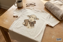 Cute Lamb Coffee PNG, Farm Animal Shirt Design, Coffee Product Image 2