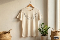 Angel Wings PNG, Minimalist Line Art Shirt, Guardian Angel Product Image 4