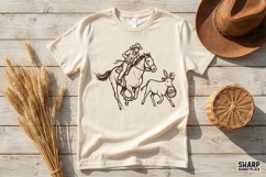 Western Cowboy Easter PNG, Vintage Horse and Bunny Shirt Product Image 2