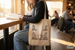 Book Lover Bookshelf PNG, Coffee Cup Digital Design, Product Image 4