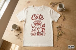 Cute But Feral Raccoon, Funny PNG Design, Trendy Shirt Product Image 4