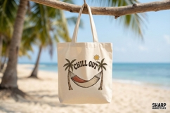 Chill Out PNG, Retro Summer Hammock Design, Palm Tree Beach Product Image 4