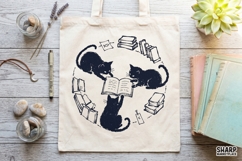 Black Cats Reading Around Open Book, Bookmark PNG Art For Product Image 2