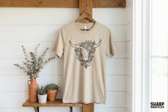 Boho Cow Skull PNG, Sunflower Western Skull Design, Floral Product Image 3