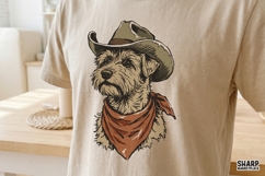 Scruffy Cowboy Dog Portrait With Western Hat, Bandana Style Product Image 3