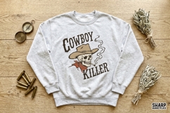 Cowboy Killer Skeleton Smokes In A Hat, Halloween PNG And Product Image 3