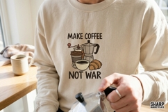 Make Coffee Not War Retro Cafe Graphic With Moka Pot And Product Image 1