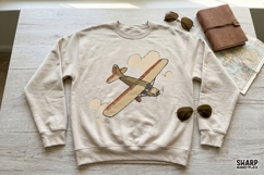 Vintage Propeller Airplane Illustration, Trendy PNG Shirt Product Image 2