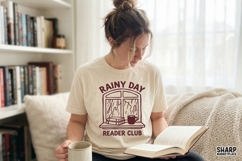 Rainy Day Reader Club PNG, Cozy Book Lover Digital Design, Product Image 2