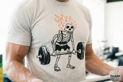 Flaming Skull Weightlifter Workout Graphic, Trendy Shirt Product Image 2