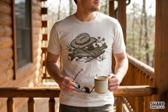 Fly Fishing Still Life, Summer Western Trendy Art, Shirt Product Image 3