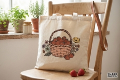 Strawberry Basket Cottagecore Illustration, Summer PNG Product Image 3