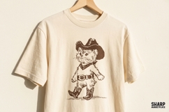 Retro Cowboy Kitten In Boots And Hat, Western PNG Art For Product Image 5