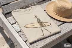 Surfing Skeleton Carrying Longboard Beach PNG, Halloween Product Image 4