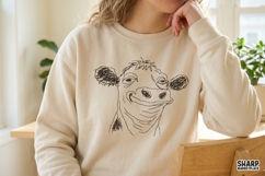 Smiling Hand Drawn Cow Face PNG, Highland Cow Shirt, Product Image 4