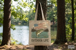 Outdoor Life PNG, Patriotic Bass Fishing Design, American Product Image 4