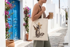 Sombrero Raccoon Playing Guitar, Western PNG Art For Trendy Product Image 2