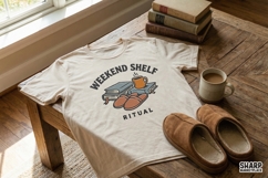 Weekend Shelf Ritual PNG, Cozy Reading Shirt Design, Book Product Image 2
