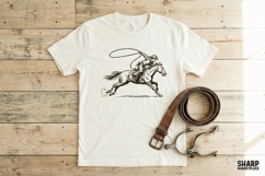 Cowboy On Horseback, Summer Western Trendy Rodeo Art, Shirt Product Image 3