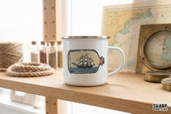 Ship In A Bottle Nautical Illustration, Trendy PNG Shirt Product Image 3
