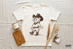 Retro Cowboy Kitten In Boots And Hat, Western PNG Art For Product Image 4