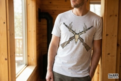 Deer Skull Antlers PNG, Crossed Rifle Hunting Design, Product Image 3