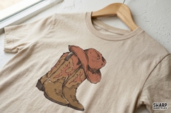 Rustic Cowgirl Boots With Wide Brim Hat And Png Designs, Product Image 4