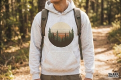 Sunset Forest PNG, Vintage Nature Clipart, Retro Tree Art, Product Image 3