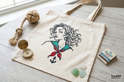 Retro Sailor Girl Portrait With Anchor Charm, Summer Pinup, Product Image 3