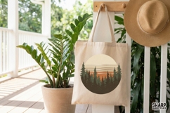 Sunset Forest PNG, Vintage Nature Clipart, Retro Tree Art, Product Image 4