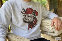 Cowboy Terrier Portrait With Red Hat, Western Dog Mom Shirt Product Image 4