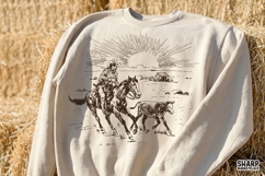 Sunset Cowboy Riding Horse Western Ranch Art, Western Horse Product Image 4