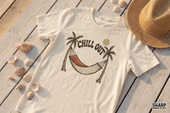 Chill Out PNG, Retro Summer Hammock Design, Palm Tree Beach Product Image 2