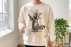 Sombrero Raccoon Playing Guitar, Western PNG Art For Trendy Product Image 3