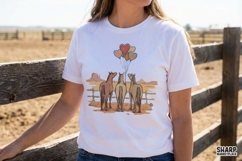 Western Horses With Heart Balloons PNG, Cute Cowboy Decor, Product Image 4