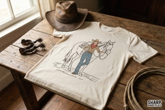 Western Cowgirl With Horse PNG, Vintage Cowgirl Shirt Product Image 2