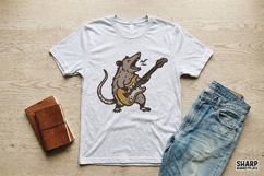 Rocking Opossum Trendy PNG, Shirt PNG, Funny PNG, Guitar Product Image 3