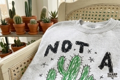 Not A Hugger Cactus Graphic, Western PNG, Trendy Shirt Product Image 4