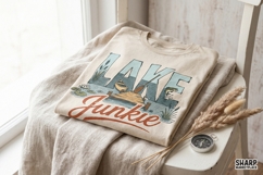 Lake Junkie PNG, Summer Lake Life Shirt, Fishing Boat Dock Product Image 2