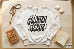 Goldfish &amp; Jesus Retro Faith Graphic, Christian PNG For Product Image 4