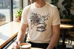 Old Soul PNG, Vintage Gramophone Flowers Music Design, Product Image 2