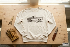 Vintage Pickup With Dog, Summer Western Trendy Line Art, Product Image 3