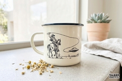 Vintage Cowboy Lassoing UFO Desert Scene, Western Png, Product Image 5