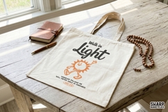 Walk In Light Christian Sunshine Graphic, Trendy PNG For Product Image 3
