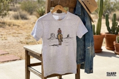 Western Cowboy and Horse PNG, Retro Desert T-Shirt Design, Product Image 3