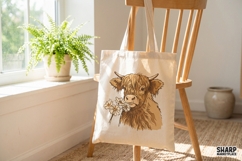 Floral Highland Cow Portrait With Daisies, Highland Cow Product Image 4