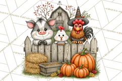 Halloween Farmhouse Animals Clipart, Farm Animal Clipart Product Image 2
