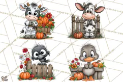Halloween Farmhouse Animals Clipart, Farm Animal Clipart Product Image 1