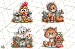 Halloween Farmhouse Animals Clipart, Farm Animal Clipart Product Image 1