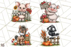 Halloween Farmhouse Animals Clipart, Farm Animal Clipart Product Image 1